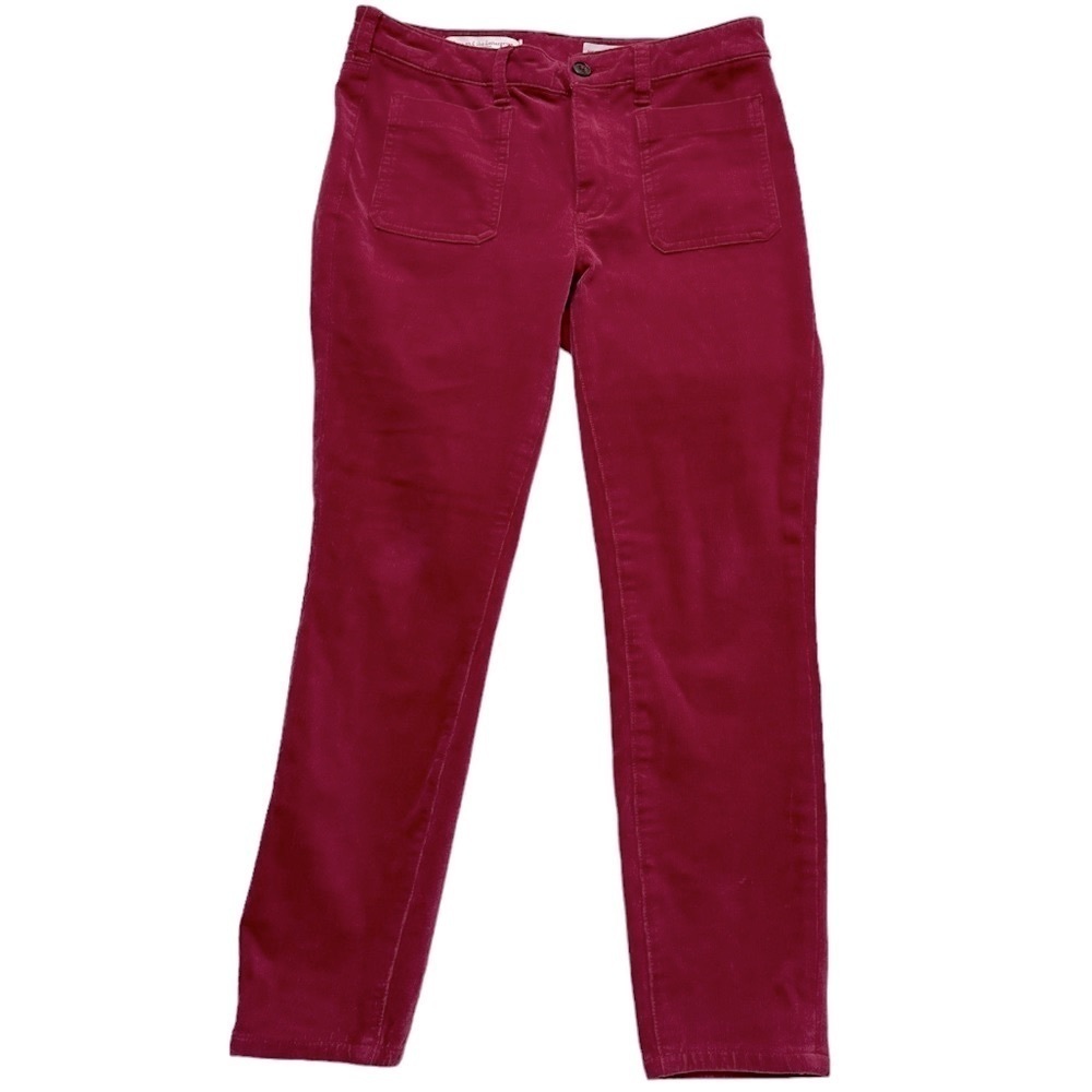 Pilcro by Anthropologie Corduroy High Rise Skinny Red Pants Size 10 Petite